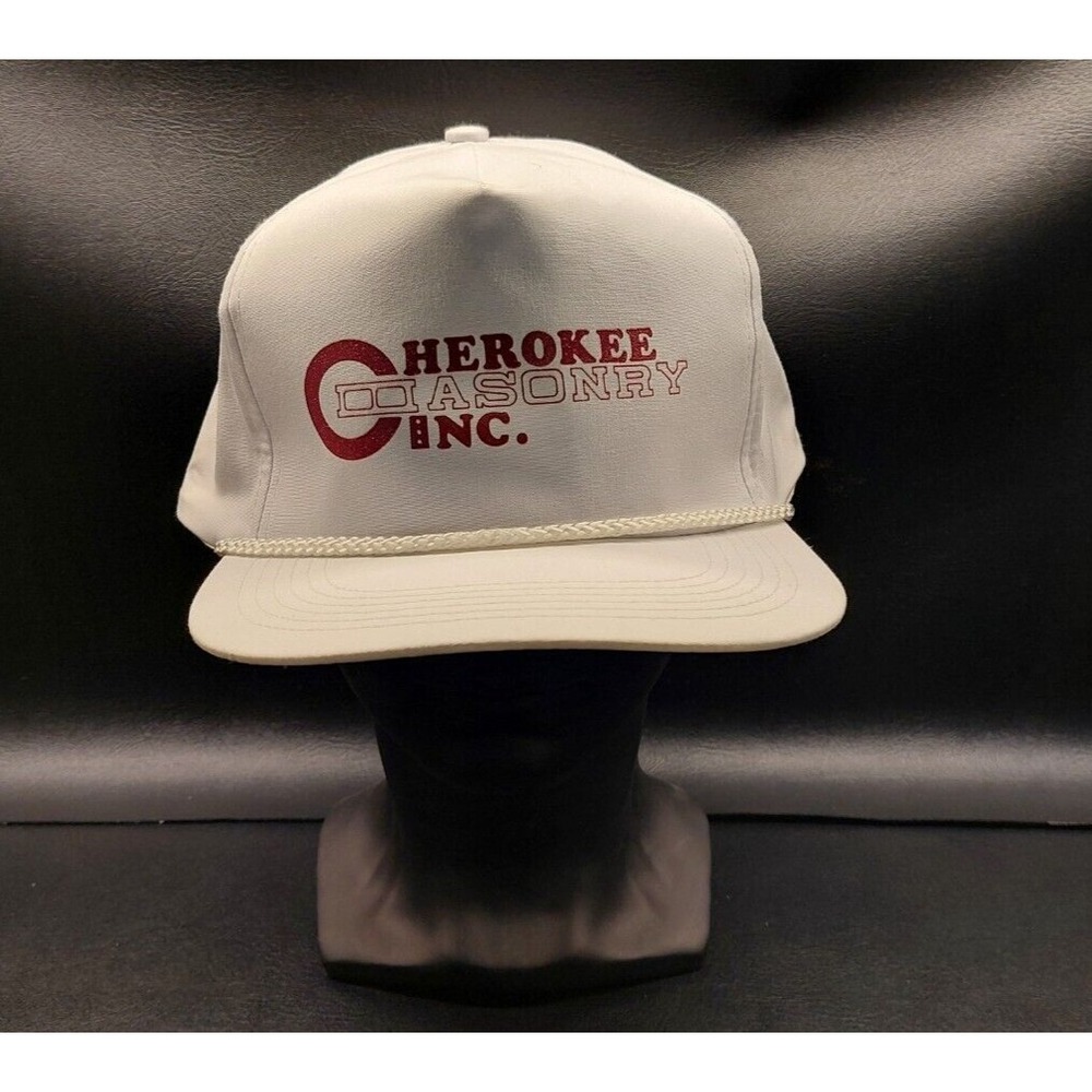 Vintage Cherokee Masonry Inc. South Carolina SC White Cord Bill Snapback Hat Cap